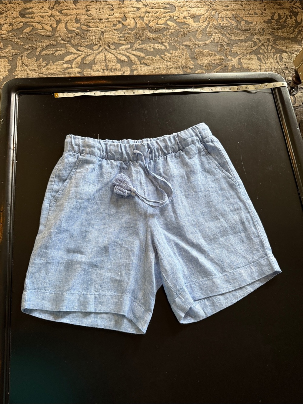 Light Blue (chambray)Linen Drawstring Shorts